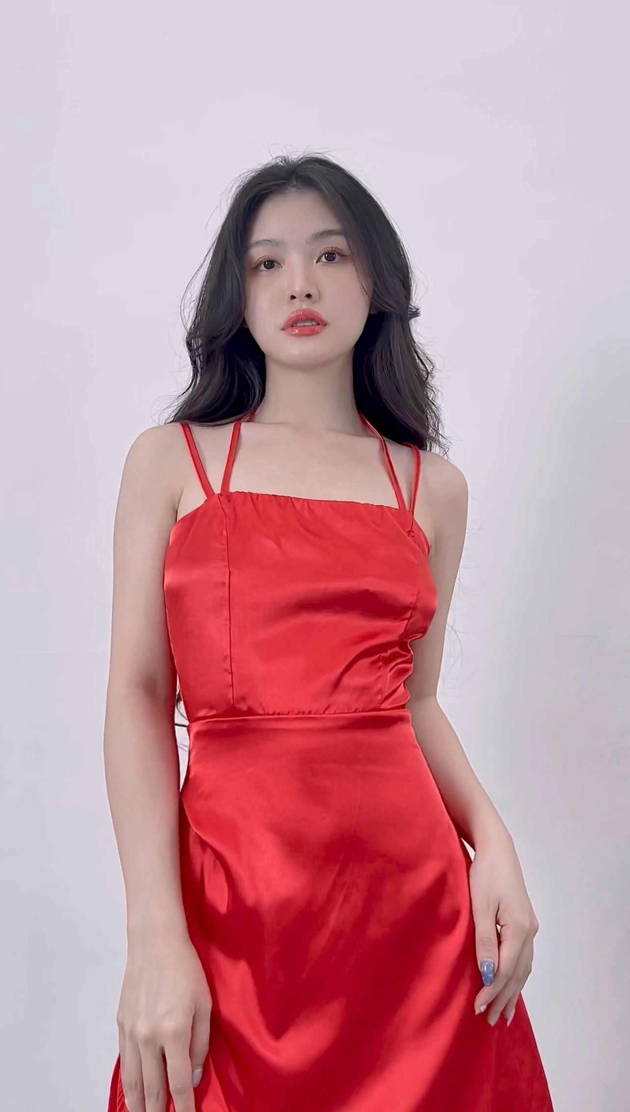 SATIN RED DRESS