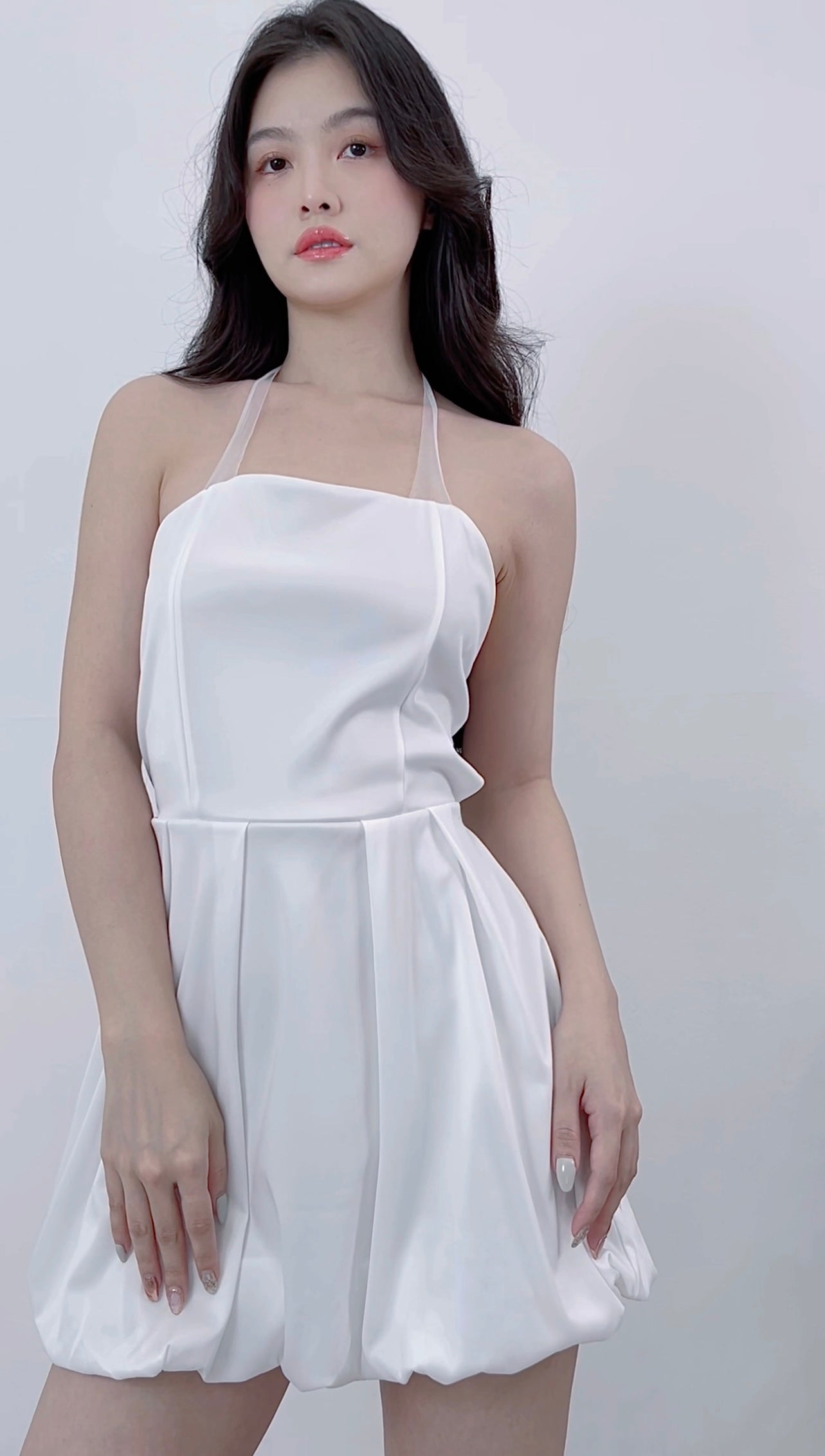 MESH NECK TIE DRESS