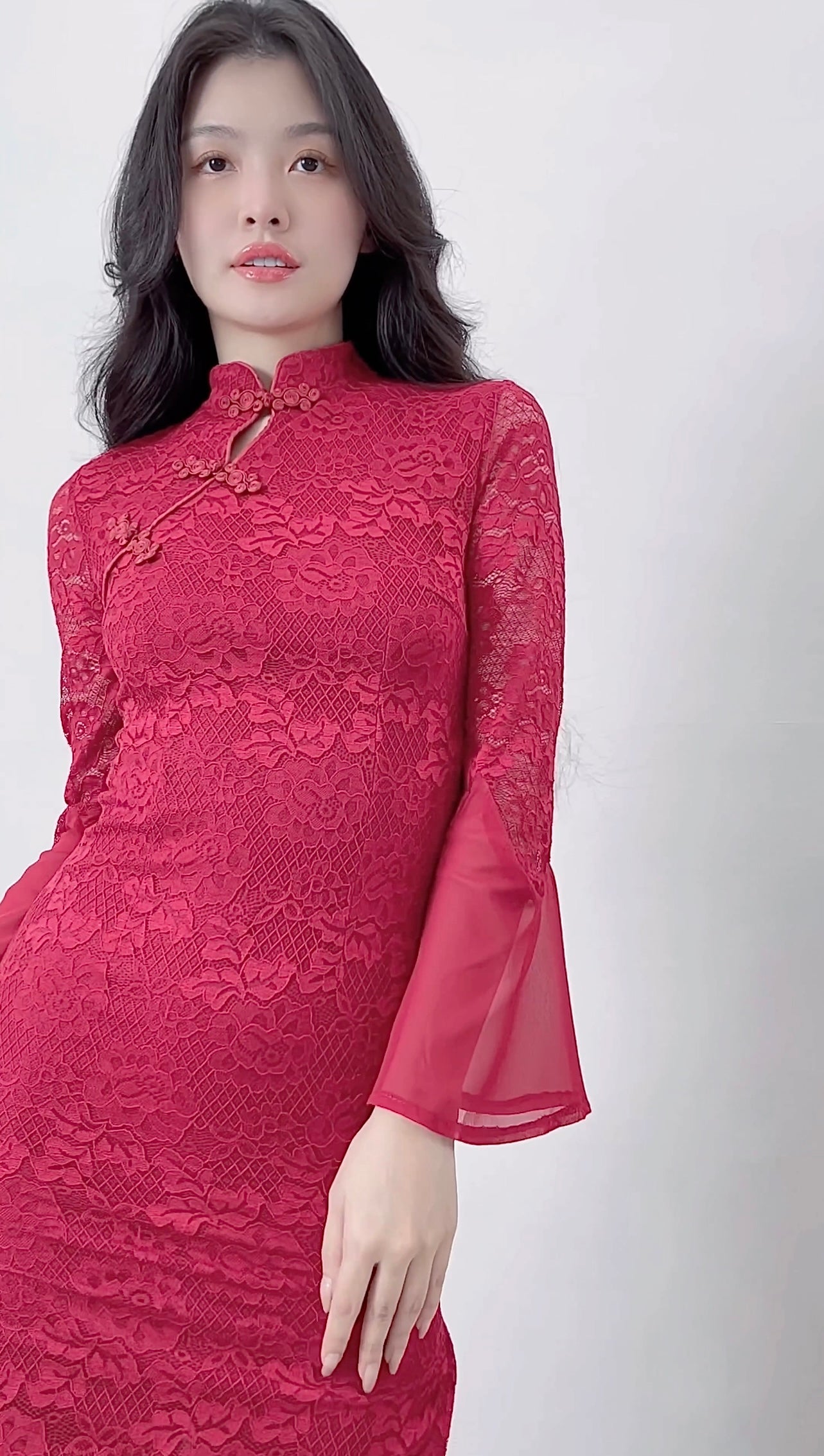 RED LACE CHEONGSAM