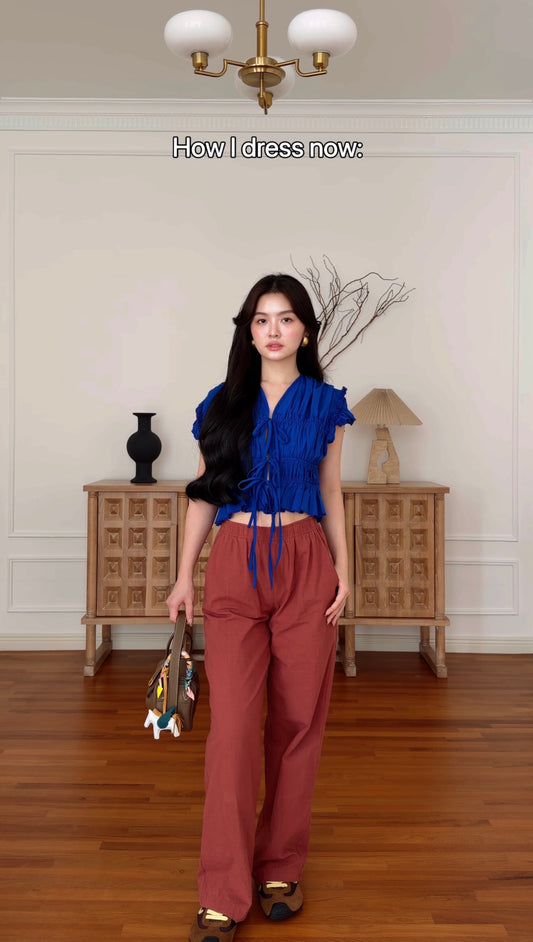 BRICK RED HIGH-WAISTED PANTS