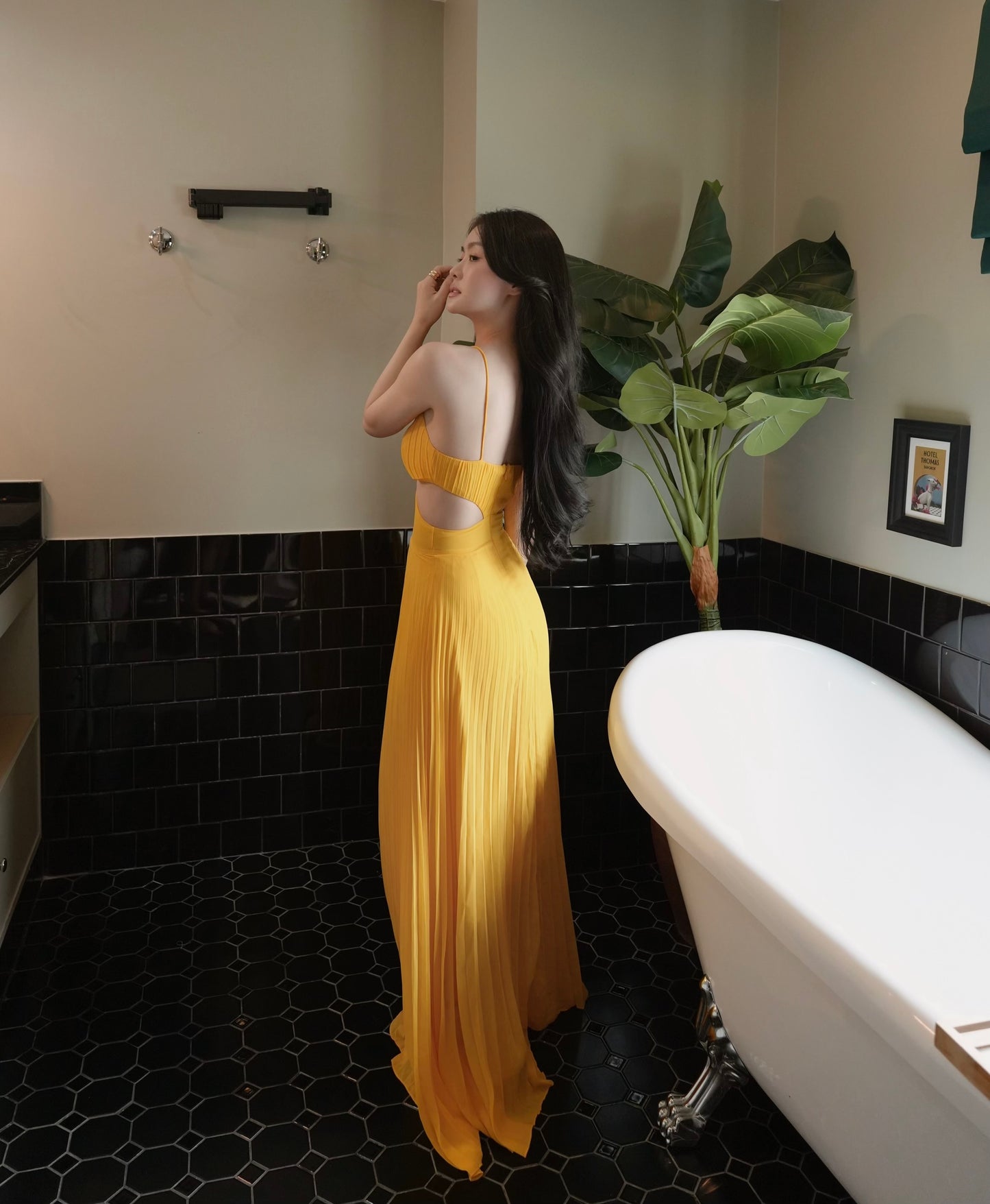 YELLOW CUT-OUT VACATION MAXI DRESS