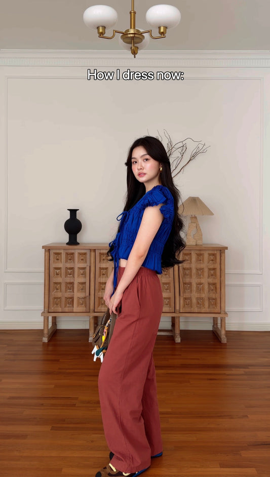 BRICK RED HIGH-WAISTED PANTS