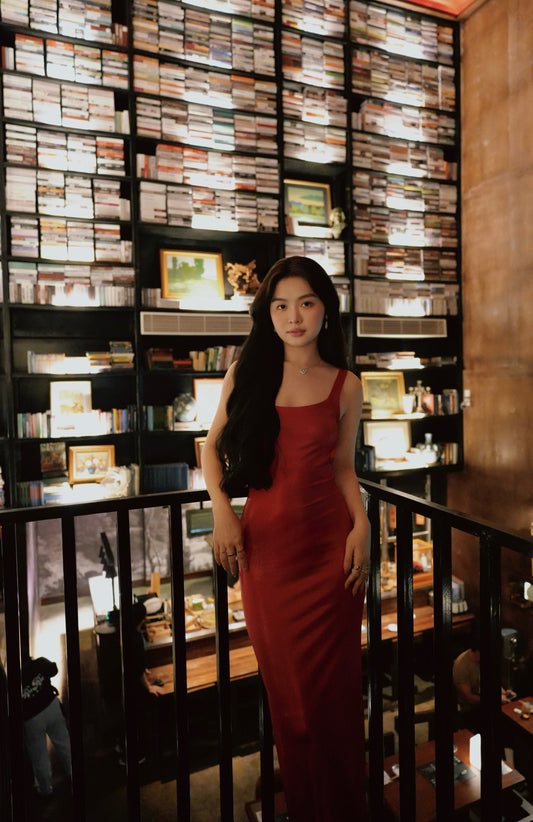 RED SPARKLING MAXI DRESS