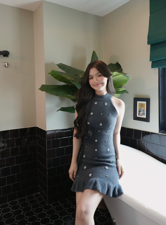 ELEGANT GREY SOPHISTICATED DRESS