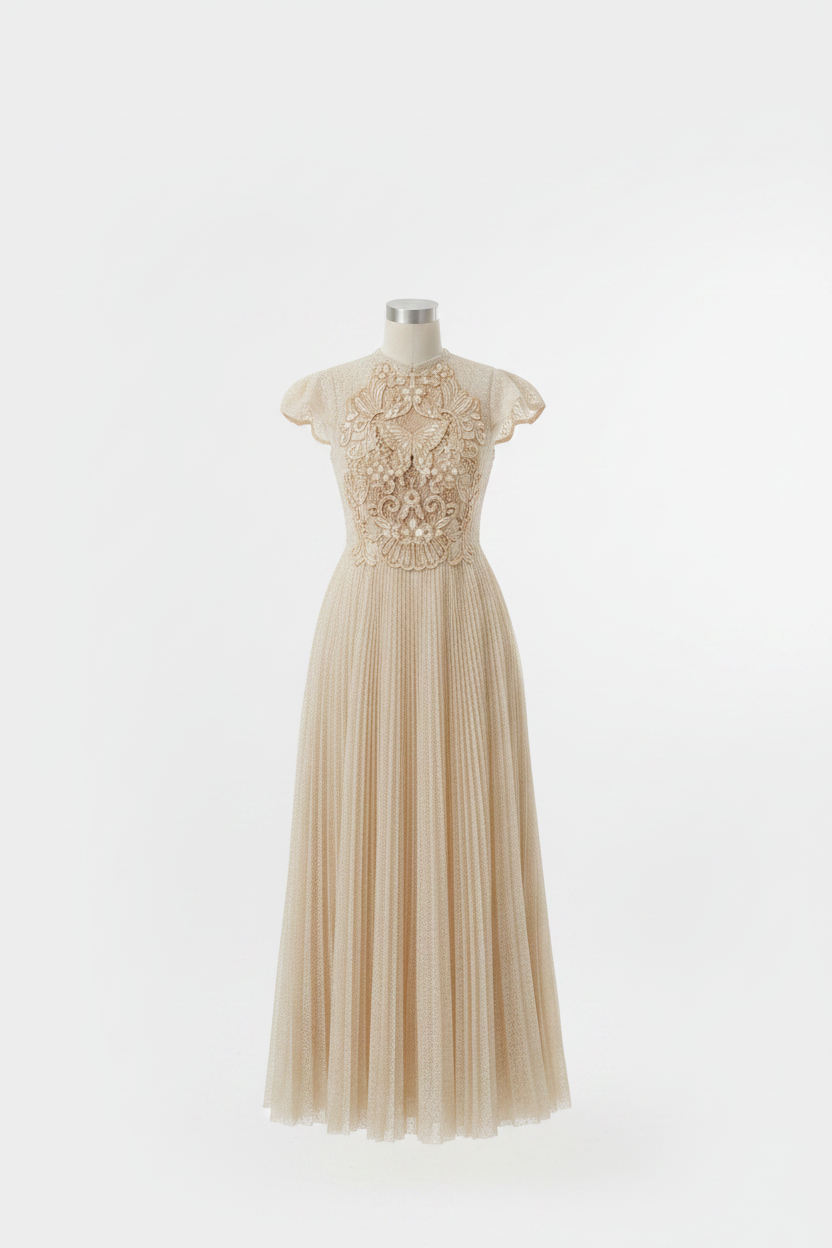 EMBROIDERED TEXTURED MAXI DRESS