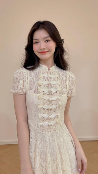 LACE BEIGE CHEONGSAM