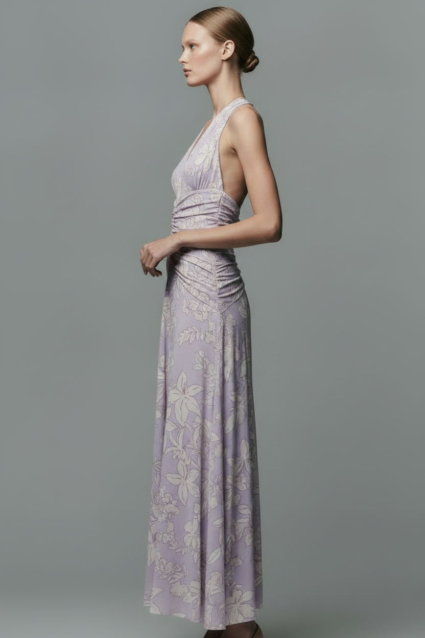 PURPLE FLORAL MAXI DRESS