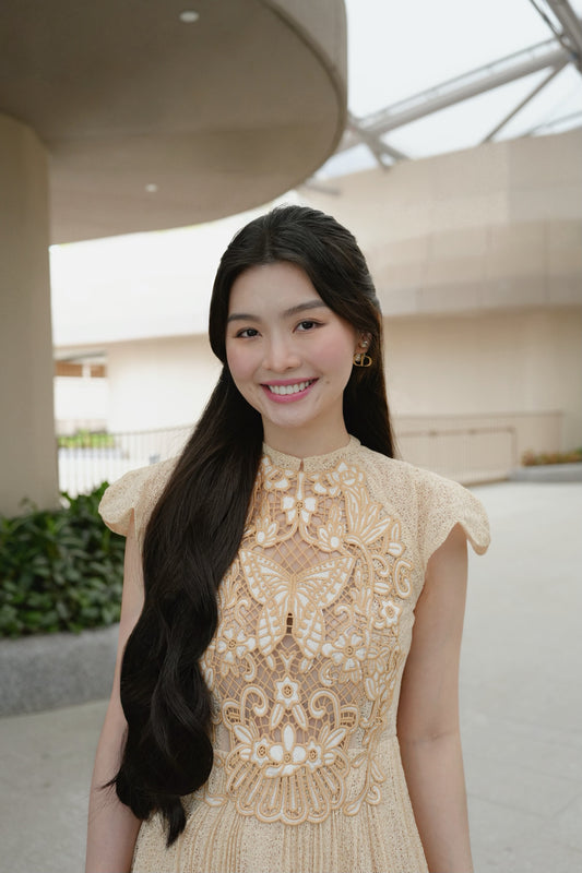 EMBROIDERED TEXTURED MAXI DRESS