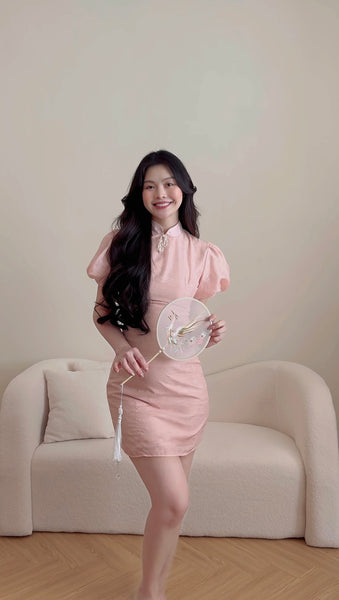 PUFF SLEEVES PINK CHEONGSAM