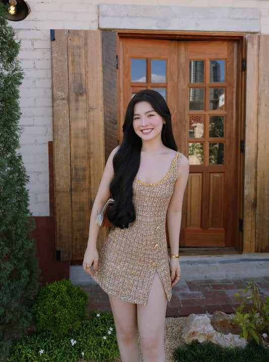LUXURY GOLD CHANEL-INSPIRED MINI DRESS