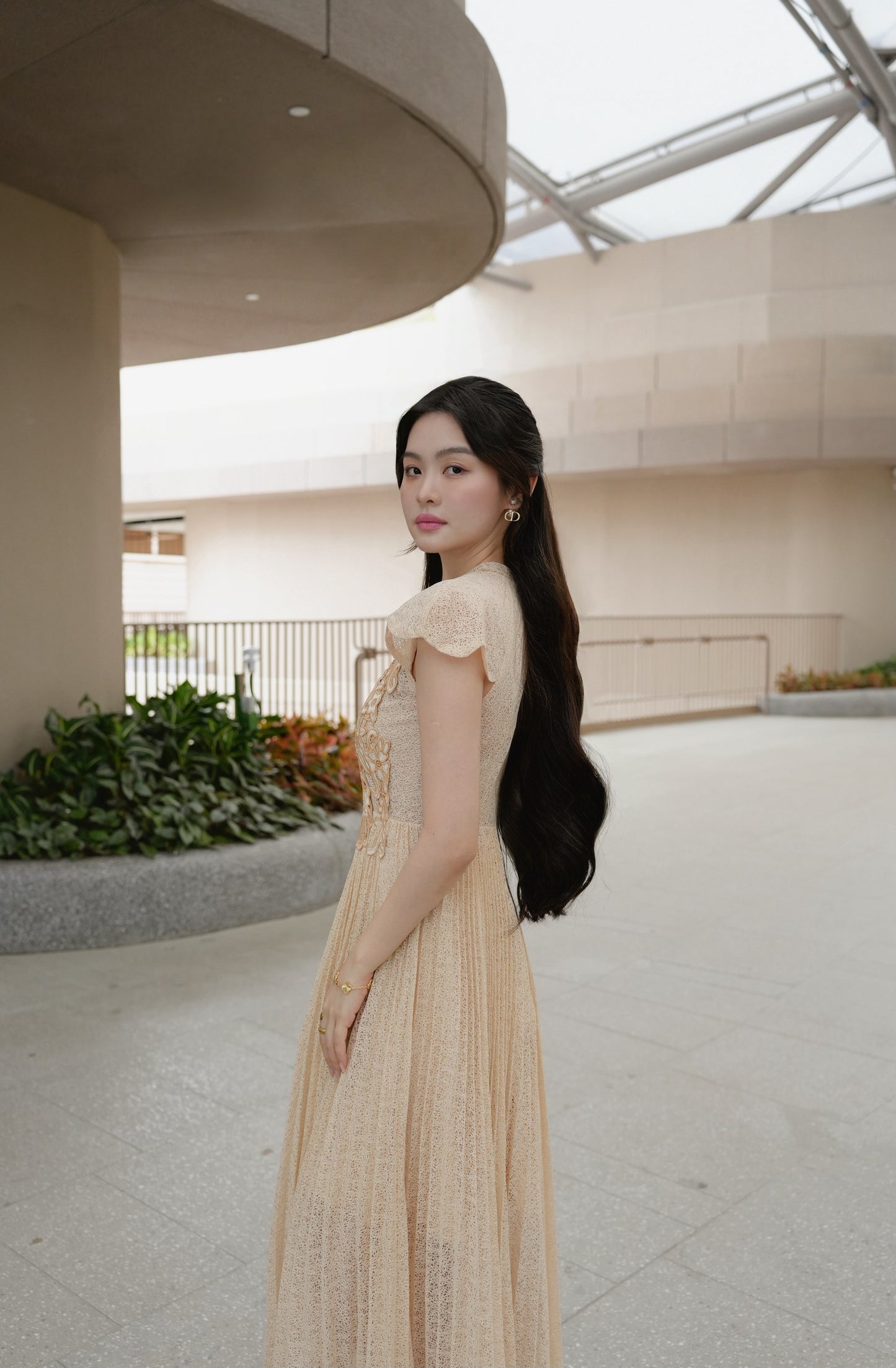 EMBROIDERED TEXTURED MAXI DRESS