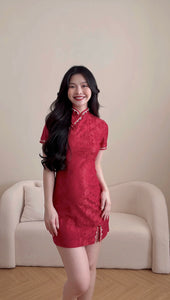 MERLOT ALLURE  LACE CHEONGSAM