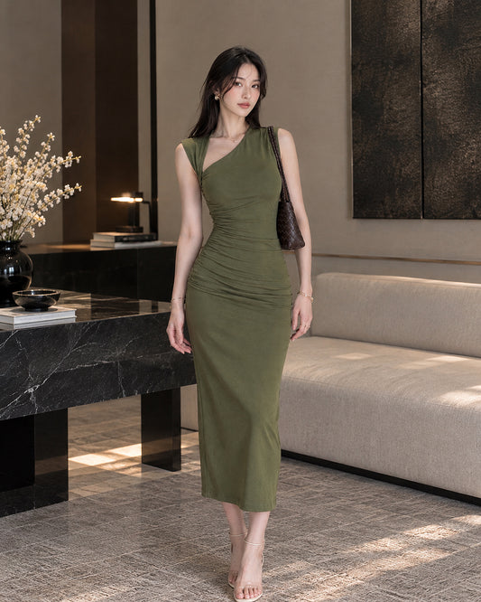ASYMMETRIC MIDI DRESS