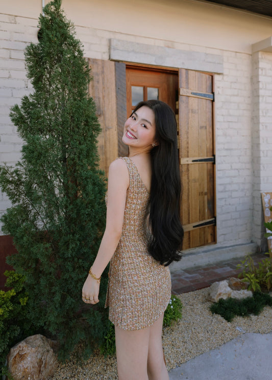 LUXURY GOLD CHANEL-INSPIRED MINI DRESS