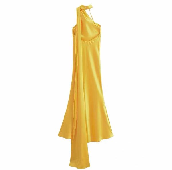 SILK YELLOW ROSE LONG DRESS