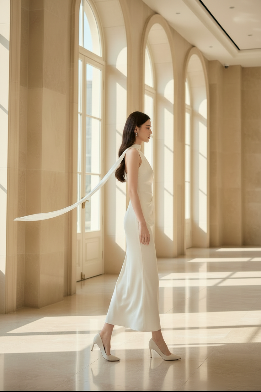 IVORY SATIN MAXI DRESS