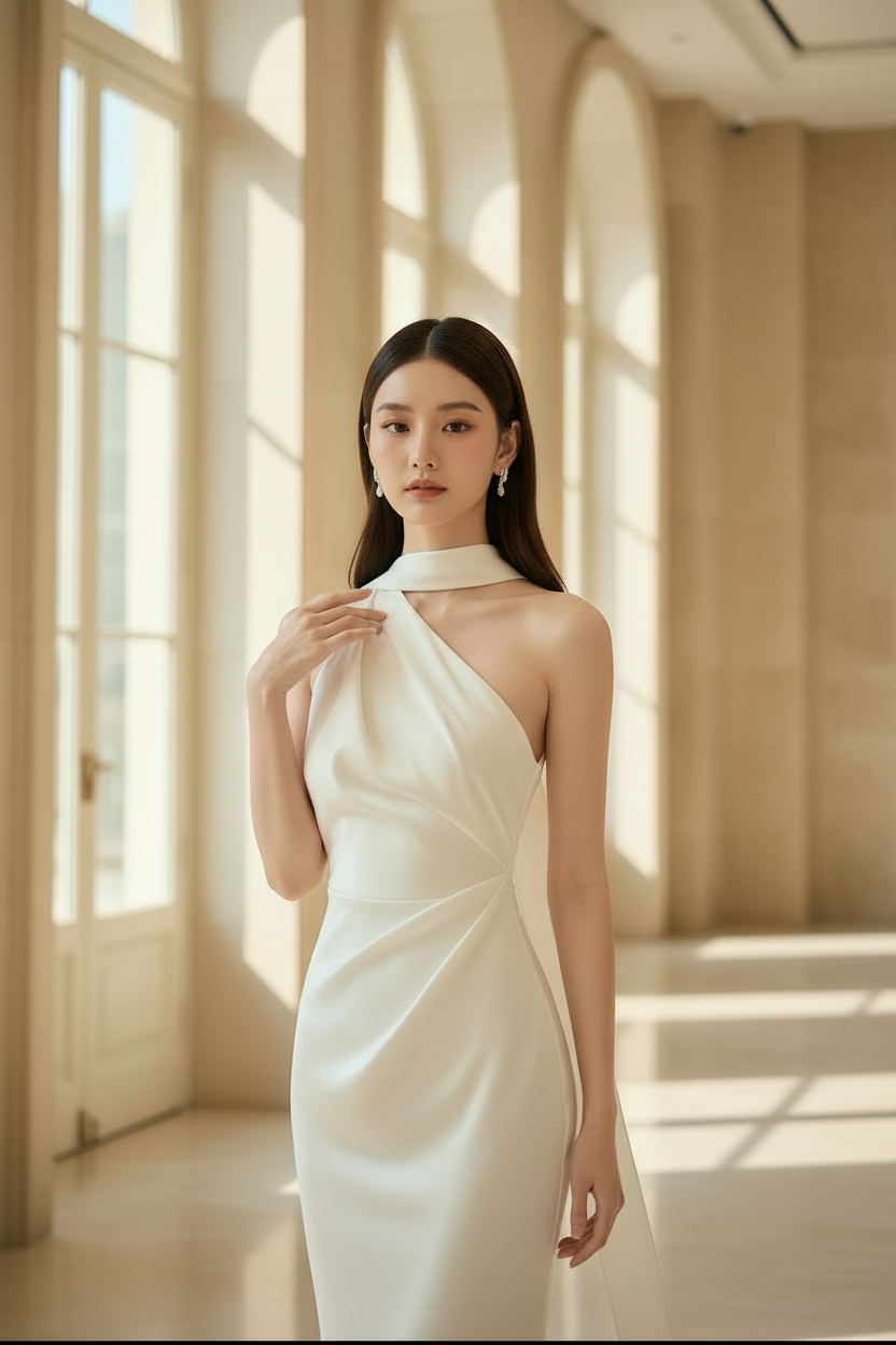 IVORY SATIN MAXI DRESS