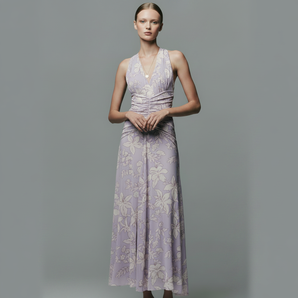 PURPLE FLORAL MAXI DRESS