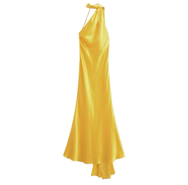 SILK YELLOW ROSE LONG DRESS