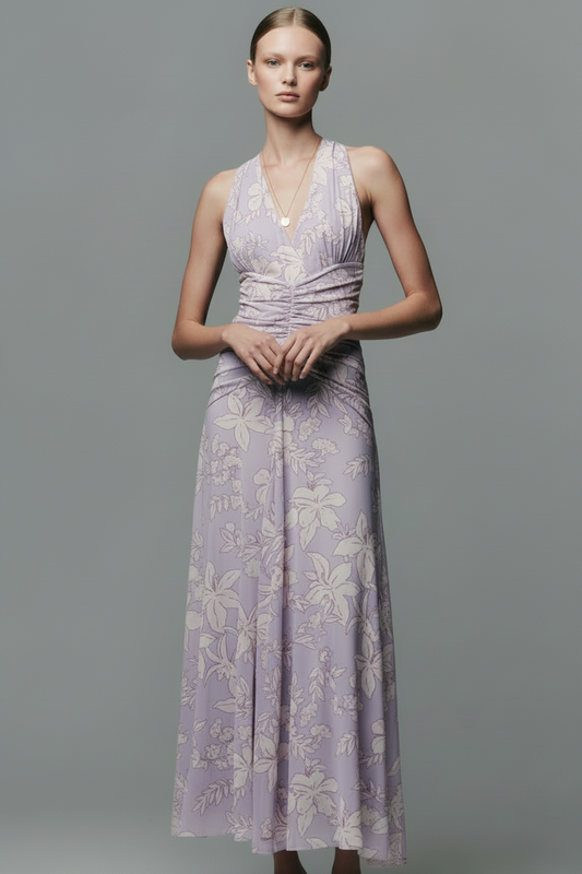 PURPLE FLORAL MAXI DRESS