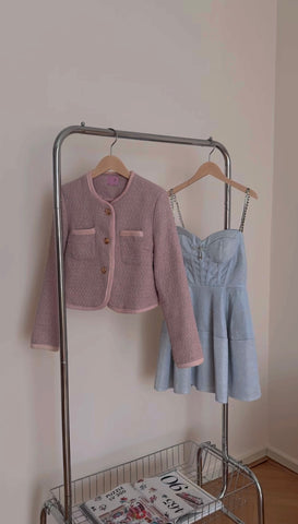 DUSTY PINK TWEED OUTERWEAR