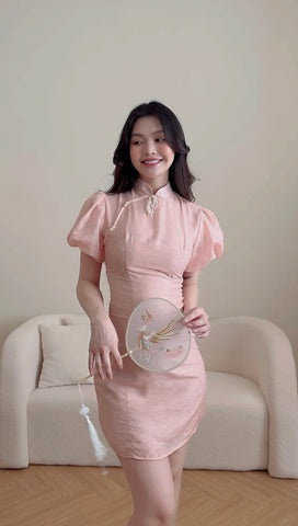 PUFF SLEEVES PINK CHEONGSAM