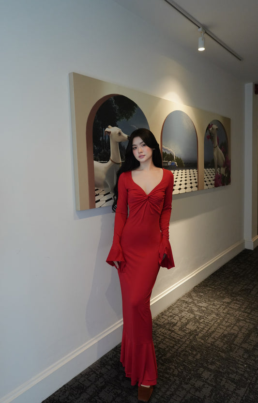 CHARMING RED LONG DRESS