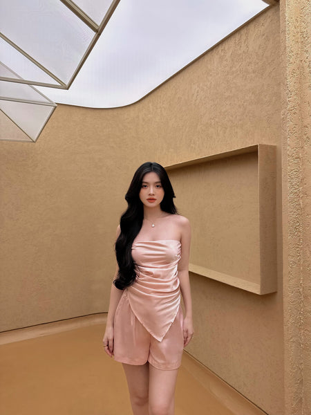 LIGHT PINK SATIN TUBE TOP