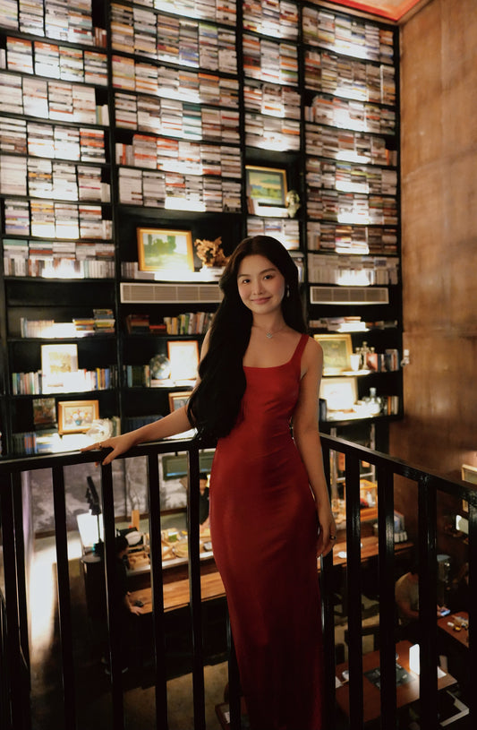 RED SPARKLING MAXI DRESS