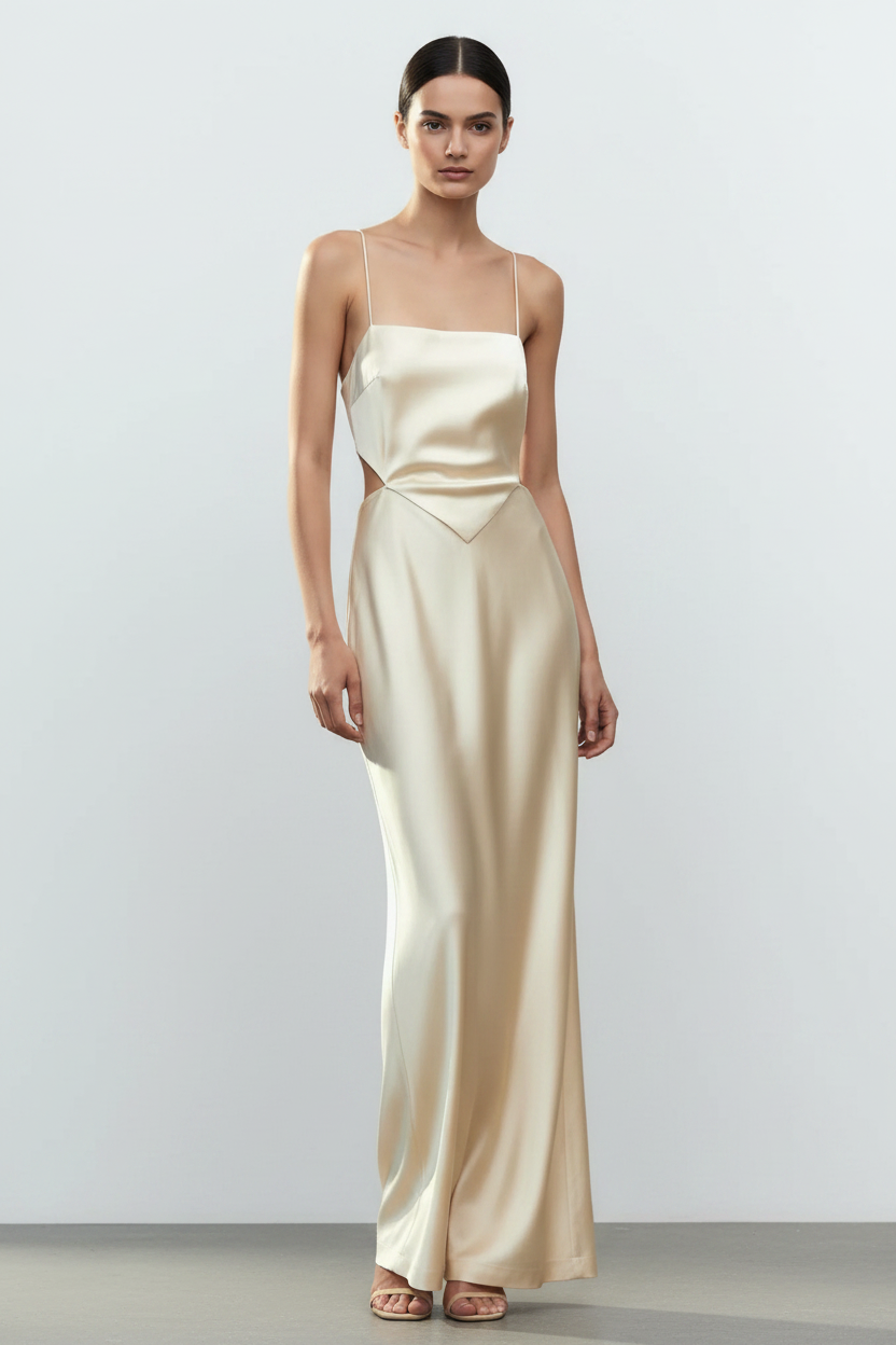 BUTTER YELLOW SATIN SLIP DRESS