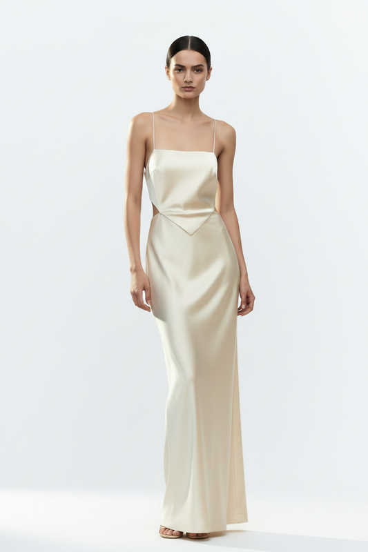 BUTTER YELLOW SATIN SLIP DRESS
