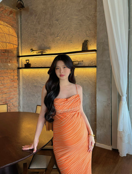 ORANGE BACKLESS LONG DRESS