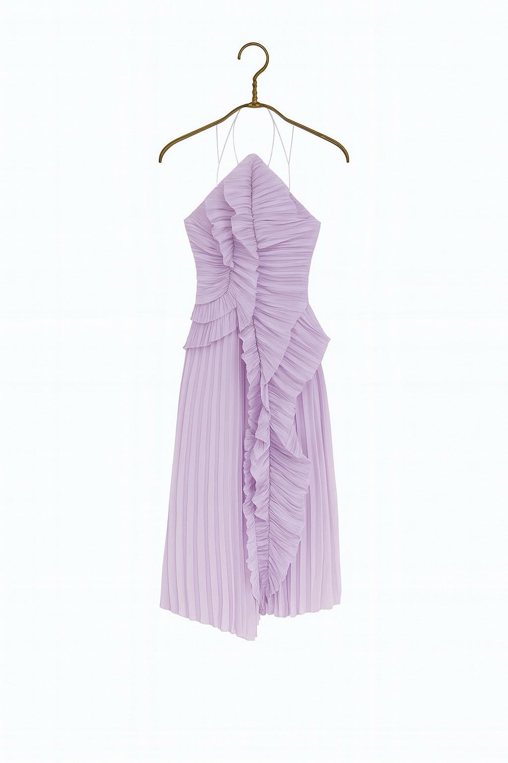 DUSTY LILAC PLEATED MAXI DRESS
