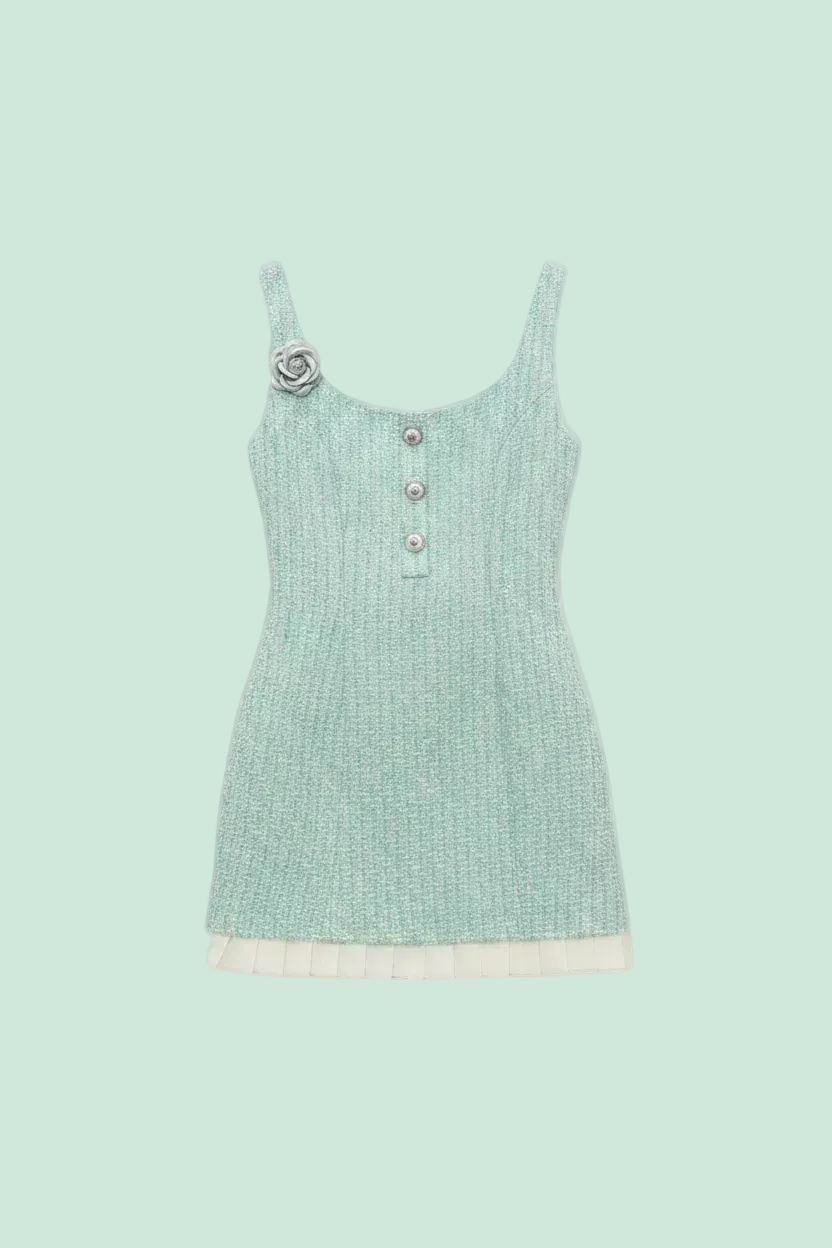 MINT GREEN TWEED MINI DRESS