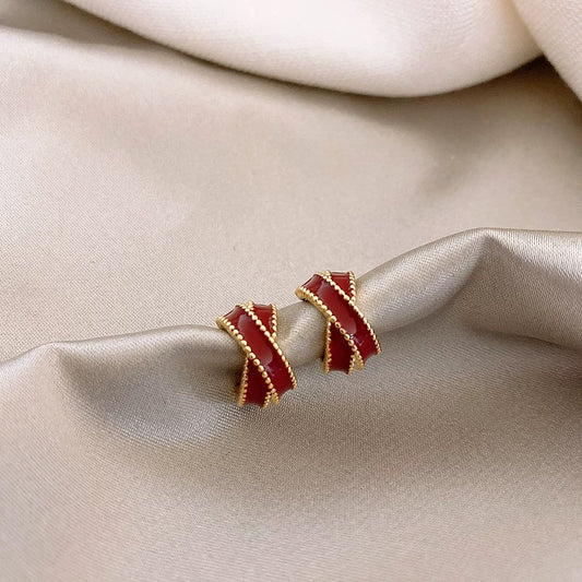 GOLD RED EARRINGS