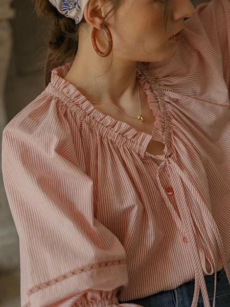 FRENCH PUFF SLEEVES PINK TOP