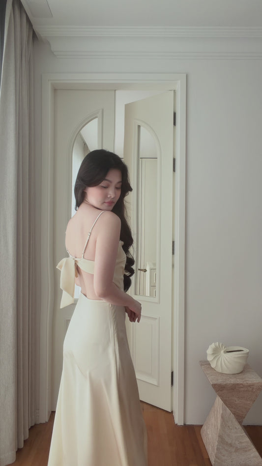 BUTTER YELLOW SATIN SLIP DRESS