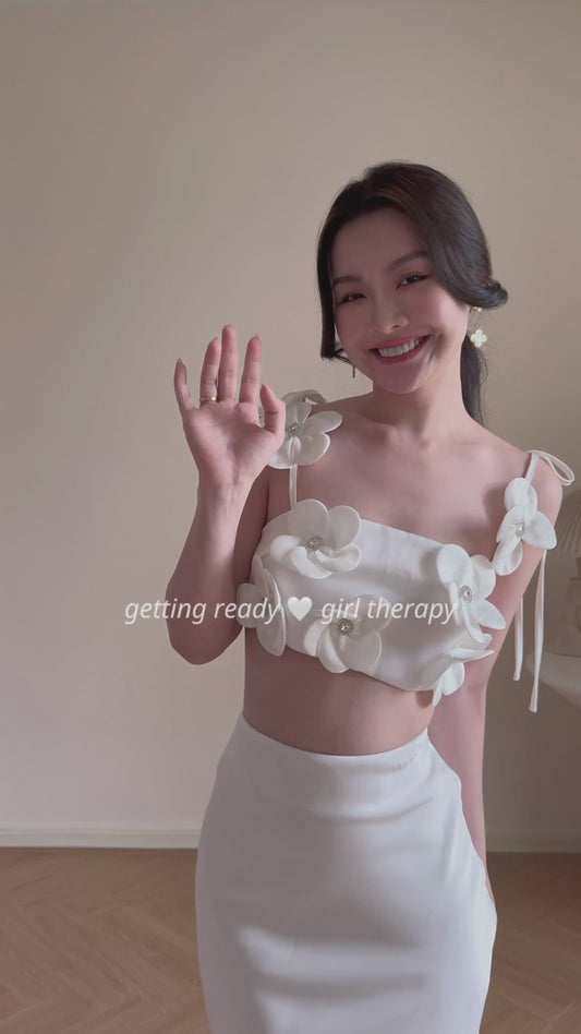 SERENITY SATIN FLORAL TWO-PIECE SET
