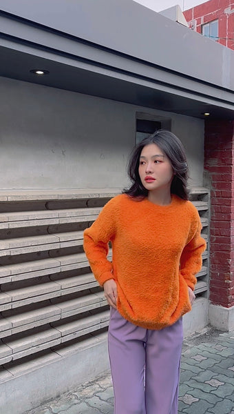 KOREA ORANGE FLUFFY SWEATER