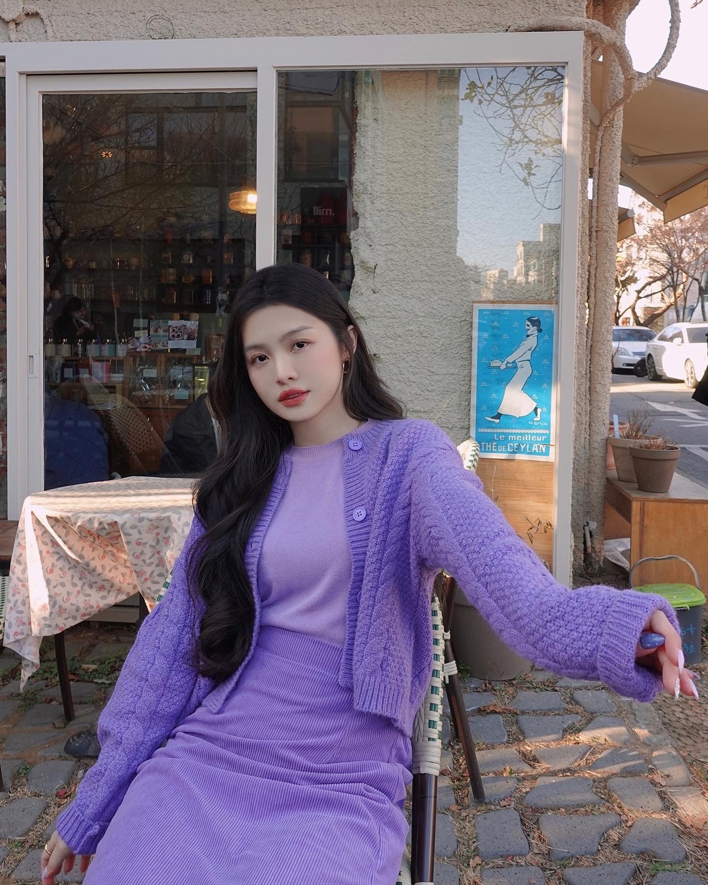 KOREA PURPLE TWIST KNIT CARDIGAN