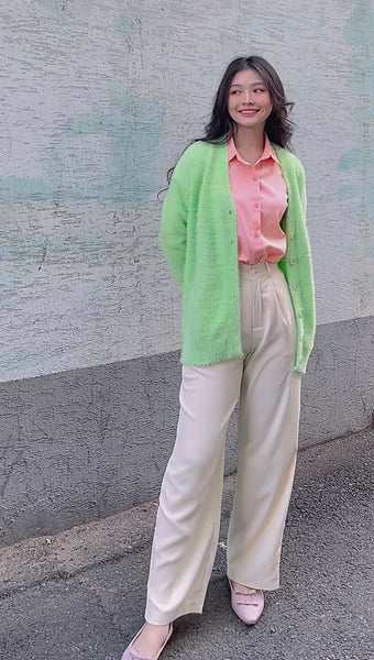 KOREA GREEN FLUFFY CARDIGAN