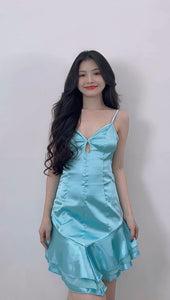 SATIN RUFFLED MERMAID DRESS