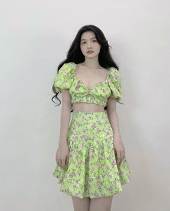 KOREA FLORAL TWO PIECE SET (TOP)