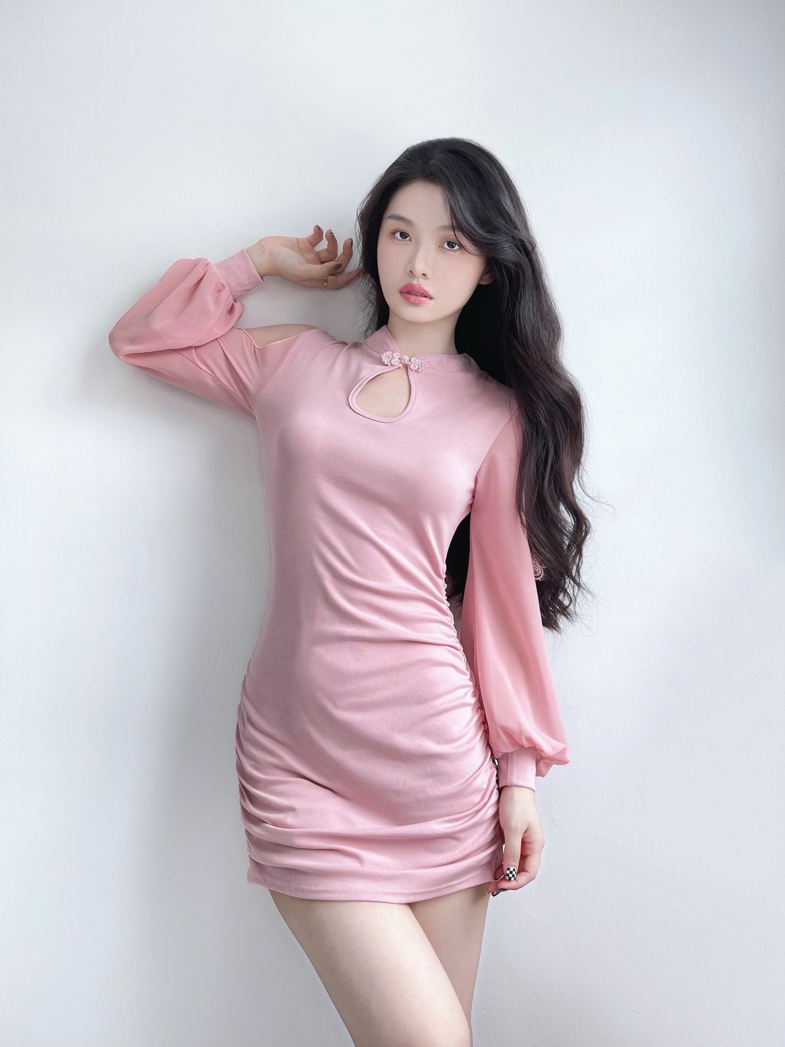 STRETCHABLE CHEONGSAM DRESS