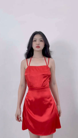 SATIN RED DRESS