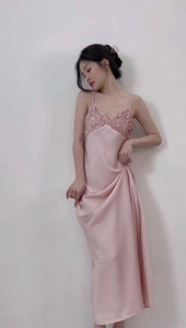 SEQUIN SATIN LONG DRESS