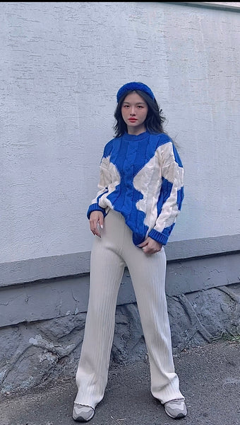 KOREA BLUE KNITTED SWEATER