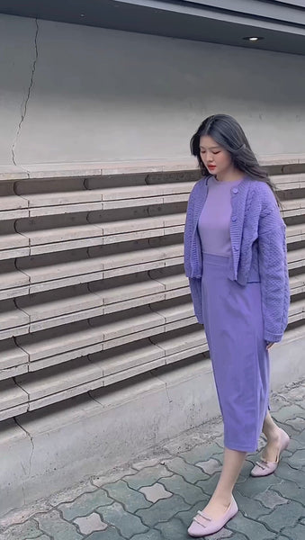 KOREA PURPLE CORDUROY LONG SKIRT