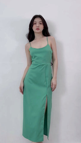 CRISS CROSS TIFFANY GREEN LONG DRESS